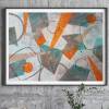 Acrylbild mit geometrischen Formen in Grün und Orange, ungerahmt, Kunst, Wandbild, moderne Malerei Bild 4