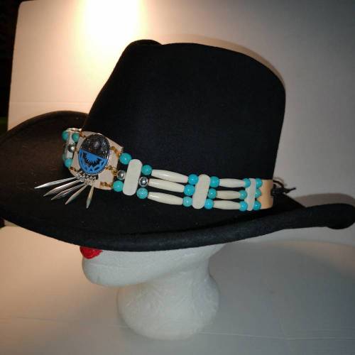 Hutband im indianischem Stil, mittig mit Zierapplikation (HB10)