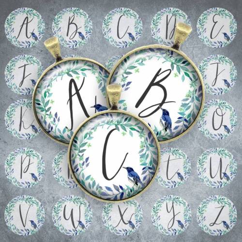 194 - Cabochon Vorlagen, 25mm 18mm 14mm 12mm, rund, Cabochon Motive, Bottle Cap images Buchstaben Alphabet Initialien