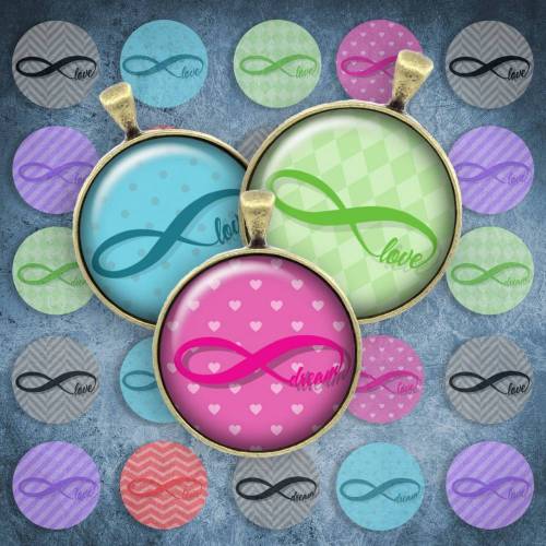 184 - Cabochon Vorlagen, 25mm 18mm 14mm 12mm, rund, Cabochon Motive, Bottle Cap images Infinity Symbol