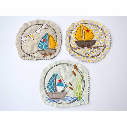 Stickdatei Boot doodle 3er SET 10x10cm