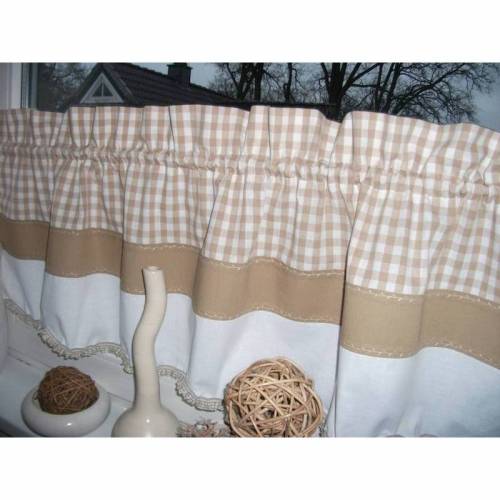 Scheibengardine Vorhang Bistro Gardine Karo Beige in Country