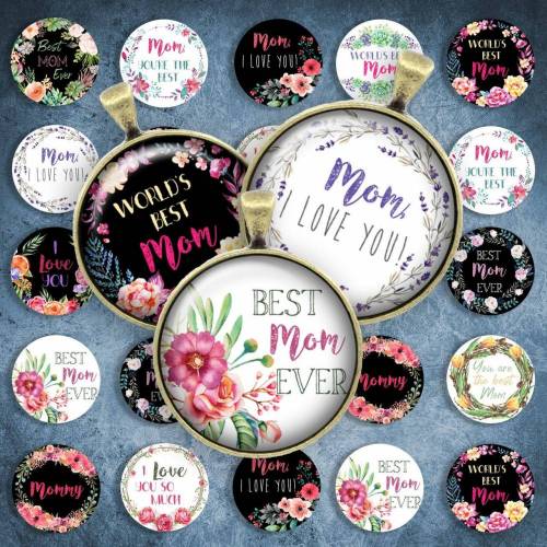 247 - Cabochon Vorlagen, 25mm 18mm 14mm 12mm, rund, Cabochon Motive, Bottle Cap images Best Mom Ever Muttertag