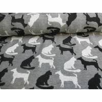 Jacquard Jersey, Katzen und Hunde , schwarz - weiß (1m/10,-€) Bild 1