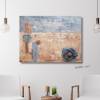 Original Acrylbild als Collage auf Leinwand, mit dekorativen Bildelementen, Blau und Beige, Wohnraumdekoration, Wandbild Bild 4