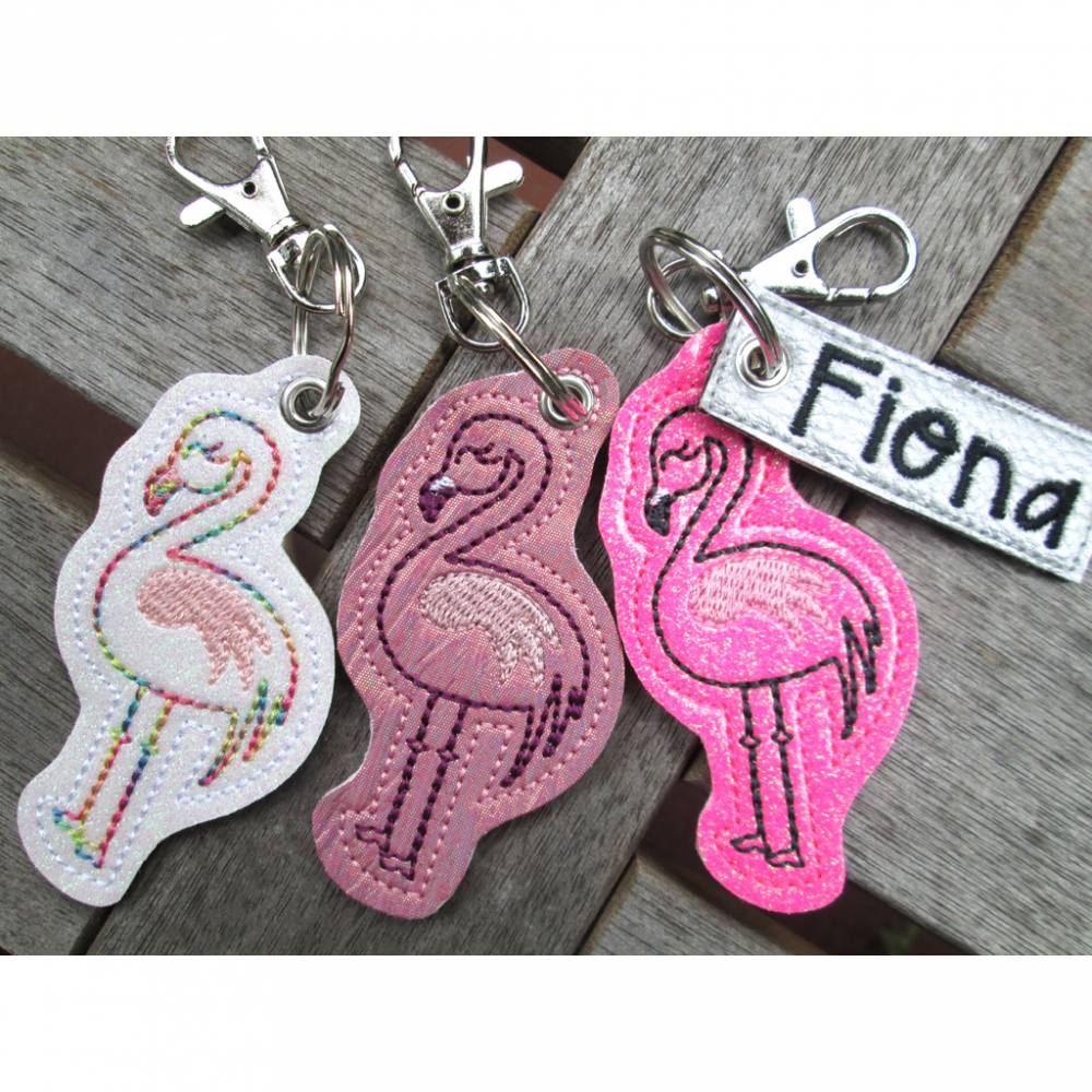FLAMINGO Schlüsselanhänger pink Taschenanhänger personalisierbar mit Name/kurzemText Bild 1