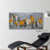 Leinwandbild in Acryl mit Struktur und tollen Effekten in Maisgelb, Collage, Wandbild, Wanddekoration Bild 4
