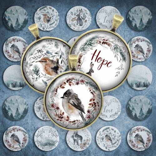 138 - Cabochon Vorlagen, 25mm 18mm 14mm 12mm, rund, Cabochon Motive, Bottle Cap images Herbst Winter