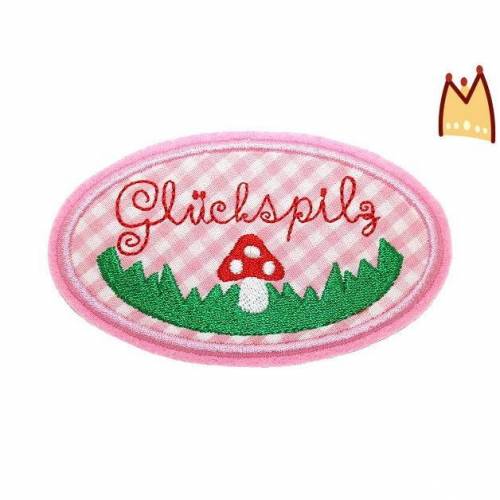 Applikation - Button "Glückspilz rosa"