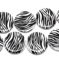 5 Stück / Perlmuttperlen "Zebra" / 30 mm / schwarz-weiß Bild 1