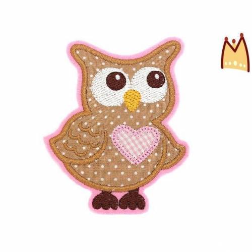 Applikation "Eule hellbraun-rosa"