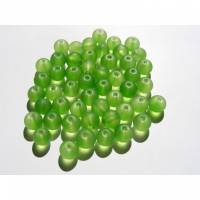 50 Glasperlen rund 6 mm - grün transparent mattiert Bild 1