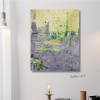 Acrylbild auf Leinwand als Collage, erfrischende Maigrüne Elemente auf einem zarten Grau, Wanddekoration, Kunst Bild 4