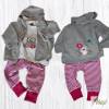 Baby-Kleidung - Hose - Shirt -Jacke - Hoody - Eulen - 3-teilig - Mädchen - pink - grau - weiß - Gr. 74/80 Bild 4