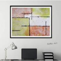 Acrylbild mit harmonischen quadratischen Farbfeldern auf Papier, ungerahmt, Kunst, Wandbild, moderne Malerei Bild 1