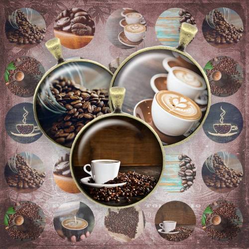 118 - Cabochon Vorlagen, 25mm 18mm 14mm 12mm, rund, Cabochon Motive, Bottle Cap images Kaffee But first Coffee Kaffeebohnen