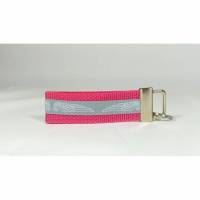 Schlüsselband Schlüsselanhänger pink grau handmade Bild 1
