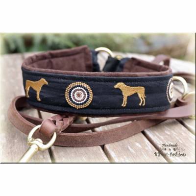 Halsband RHODESIAN RIDGEBACK mit Zugstopp für deinen Hund, Hundehalsband bestickt, Martingale