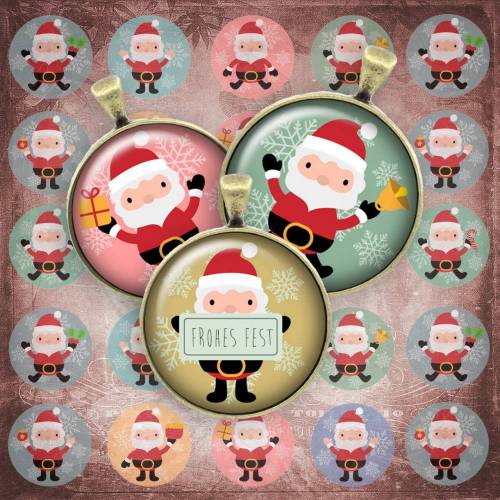 098 - Cabochon Vorlagen, 25mm 18mm 14mm 12mm, rund, Cabochon Motive, Bottle Cap images Weihnachten Weihnachtsmann