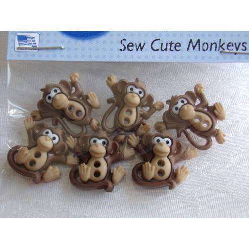 Dress it up Knöpfe   Affen   (1 Pck.)     Sew Cute Monkeys