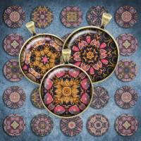 161 - Cabochon Vorlagen, 25mm 18mm 14mm 12mm, rund, Cabochon Motive, Bottle Cap images Mandala Mosaik Kaleidoskop Bild 1
