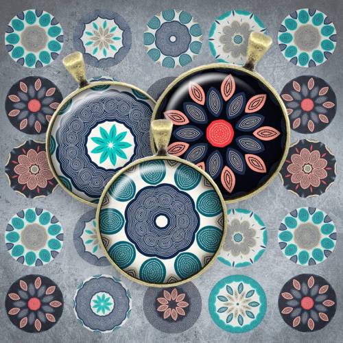 089 - Cabochon Vorlagen, 25mm 18mm 14mm 12mm, rund, Cabochon Motive, Bottle Cap images Mandala Mosaik Kaleidoskop
