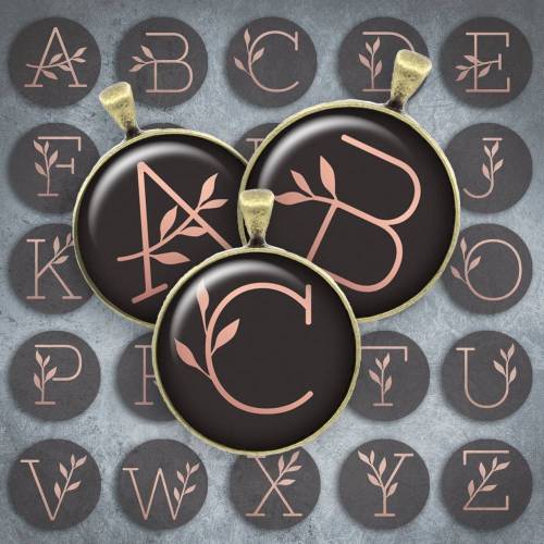 214 - Cabochon Vorlagen, 25mm 18mm 14mm 12mm, rund, Cabochon Motive, Bottle Cap images Buchstaben ABS Alphabet Initialien