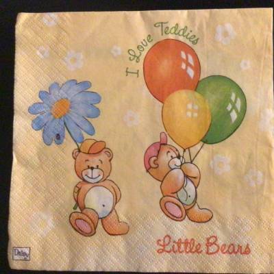 Servietten Baby - Bären mit Luftballons
