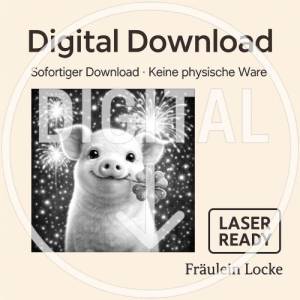 Laserdatei Glücksschwein Silvester/Party – Gravurdatei PNG für Schiefer & Holz | Bildgravur Bild 2
