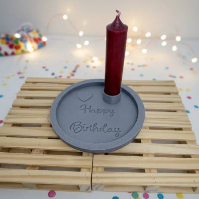 3D Druck Datei Geburtstag STL – Happy Birthday Tablett mit Kerzenhalter – Digitale DIY Deko
