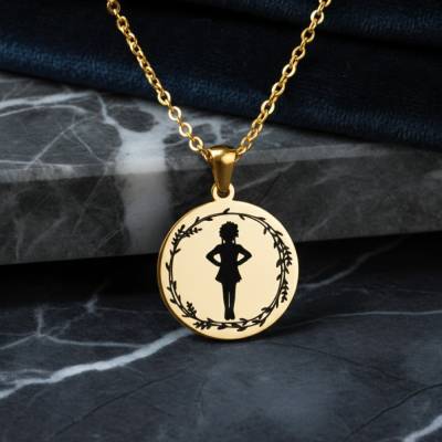 Edelstahl Schmuckanhänger – Gardemädchen/Tanzmariechen Silhouette inkl. 50 cm Kette, 18k vergoldet