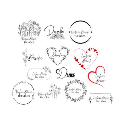 Danke Bundle PNG SVG Datei - Download Plotterdatei - svg png Datei - Danke für alles - Herzliches Dankeschön - Liebe