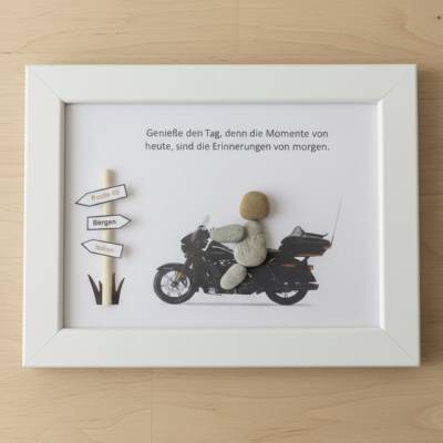 Handgefertigtes Natursteinbild Harley Davidson BIG für Biker – personalisierbar, STB-381