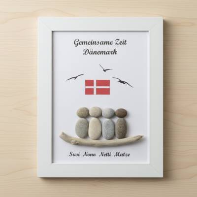 Steinbild Dänemark | Handgefertigtes Unikat als personalisierte Familien-Erinnerung – STB-378