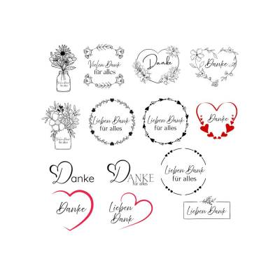 Danke Bundle PNG SVG Datei - Download Plotterdatei - svg png Datei - Danke für alles - Herzliches Dankeschön - Liebe