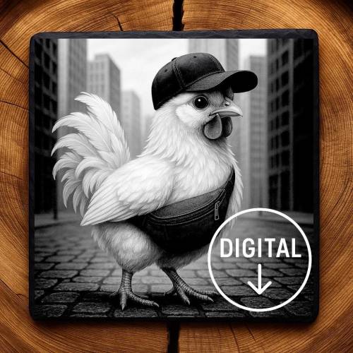 Laserdatei Talahuhn – Gravurdatei PNG für Schiefer & Holz | Bildgravur