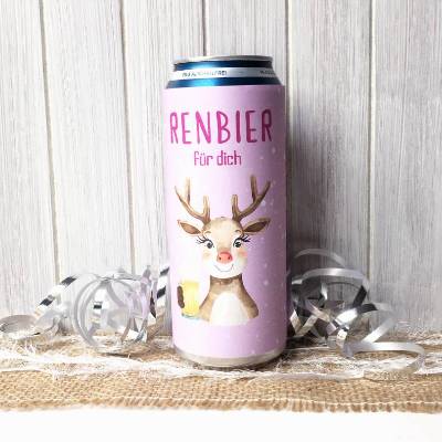 Bieretikett Weihnachten Silvester, Druckvorlage Bierflaschenetikett, Mitbringsel Renbier Banderole, Geschenk für sie
