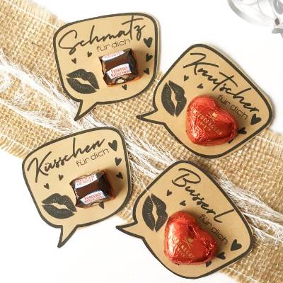 Druckvorlage Valentinstag Küsschen für dich, süßes Mitgebsel an Valentin, DIY Geschenkidee für Verliebte, PDF A4 zum Aus