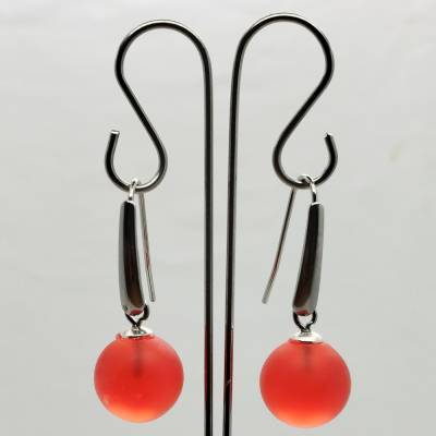 Ohrhänger Kugel Feuerrot