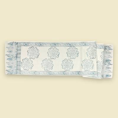 Tischläufer Baumwolle Indigo Blockdruck – Handgefertigt, 30x150 cm – Blau Weiß Boho Deko