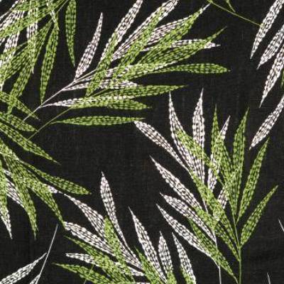 Rest: 2,5m x1,35m Viskose Leinen Palmenblätter schwarz (1m/5-€)