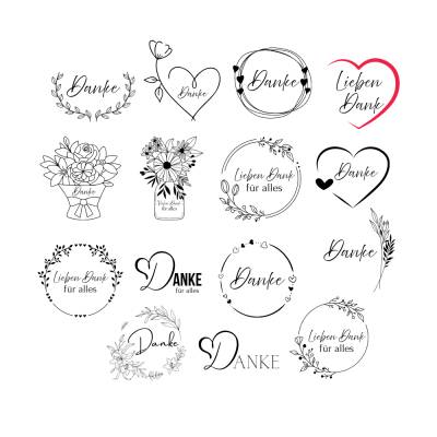 Danke Bundle PNG SVG Datei - Download Plotterdatei - svg png Datei - Danke für alles - Herzliches Dankeschön - Liebe