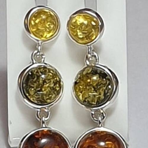 Edle dreifarbige Bernstein Ohrstecker 925 Silber Bernstein aus Litauen top Edel