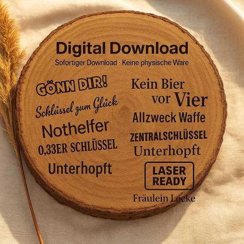 Flaschenöffner Sprüche  – SVG Laserdatei | Gravurmotiv für Schiefer, Holz, Acryl | Digitaler Download | Fräulein Locke