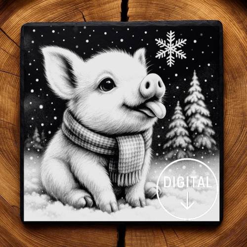 Laserdatei Ferkel – Gravurdatei PNG für Schiefer & Holz | Bildgravur