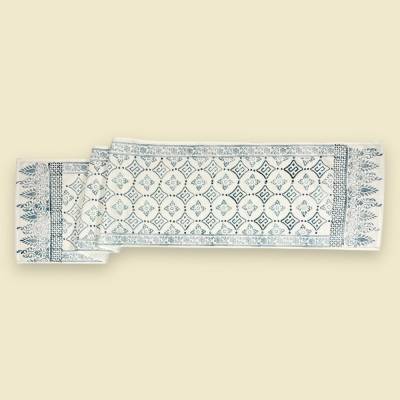 Tischläufer Baumwolle Indigo Blockdruck – Handgefertigt, 30x150 cm – Blau Weiß Boho Deko