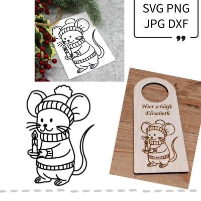 Plotterdatei Laserdatei Maus mit Kerze