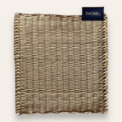 Handgewebte Untersetzer 11x11 cm aus Seegras – Nachhaltige Tischdeko, Thai Handarbeit - Natural