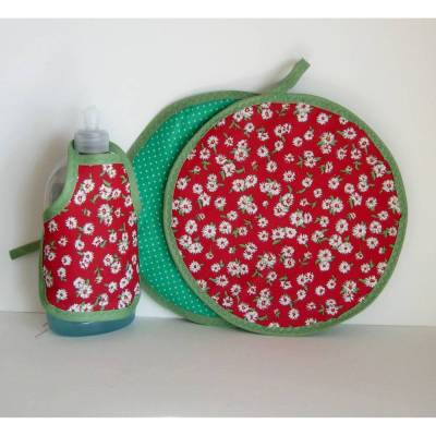 Topflappen mit passender Spülischürze, artenschürze, Halbschürze Oli