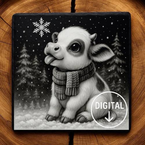 Laserdatei Kälbchen – Gravurdatei PNG für Schiefer & Holz | Bildgravur